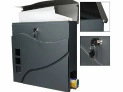 Best ECD Germany Buzón de pared con 2 llaves incl. acero antracita Gris
