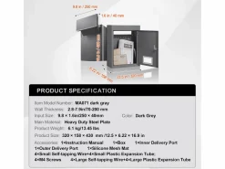 Buzón de Pared Empotrado SucceBuy 320x158x430mm, Oscuro – Estilo Empotrado Elegante y Funcional