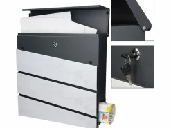ML-DESIGN Buzón de pared moderno mármol blanco acero óptico