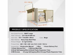 Sale Buzón de Pared SucceBuy 31.8 x 16 x 42.9 cm, Buzón de Acero Robusto con Cerradura de Combinación, – Almacenamiento Seguro del Correo Beige