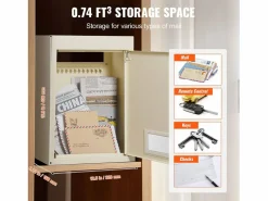 Sale Buzón de Pared SucceBuy 31.8 x 16 x 42.9 cm, Buzón de Acero Robusto con Cerradura de Combinación, – Almacenamiento Seguro del Correo Beige