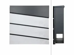 ML-DESIGN Buzón de pie con compartimento para periódicos antracita diseño mármol blanco Gris antracita
