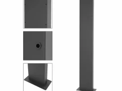 ML-DESIGN Buzón exterior con compartimento para periódicos negro diseño madera y soporte