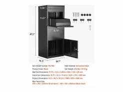 Buzón SucceBuy Buzón de Entrega para Exteriores con Cerradura, 119 cm, Buzón de Entrega Seguro