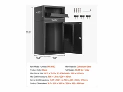 Online Buzón SucceBuy Buzón de Entrega para Exteriores con Cerradura, 91 cm de Ancho, para Almacenamiento de Paquetes Buzón