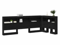 New Clicnbuy Cabecera de almacenamiento con estante Roble 100 cm Negro