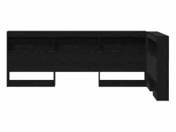New Clicnbuy Cabecera de almacenamiento con estante Roble 100 cm Negro