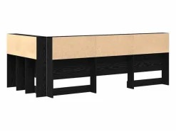 New Clicnbuy Cabecera de almacenamiento con estante Roble 100 cm Negro
