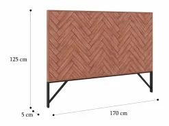 Best Vente-unique Cabecero 170 cm de madera de acacia y metal natural y negro - VEDILA Color natural oscuro