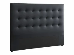 Vente-unique Cabecero acolchado 180 cm en polipiel negra - FRANCESCO