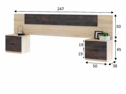 Sale Cabecero Cama Matrimonio, Mesitas 2 Cajones Color Óxido Roble Canadian 150 cm Cabecero Y Puente De Cama