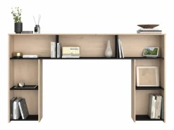 Vente-unique Cabecero con compartimentos 140 cm - Color: natural y negro - KINSELIA