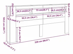vidaxl Cabecero con LED madera de ingeniería 220x18,5x103,5 cm
