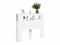 Outlet vidaxl Cabecero con LED madera de ingeniería 120x18,5x103,5 cm Blanco