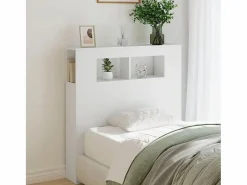 New vidaxl Cabecero con LED madera de ingeniería 100x18,5x103,5 cm Blanco
