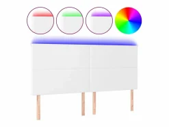 Hot Cabecero con luces LED cuero sintético 180x5x118/128 cm Cabecero Y Puente De Cama