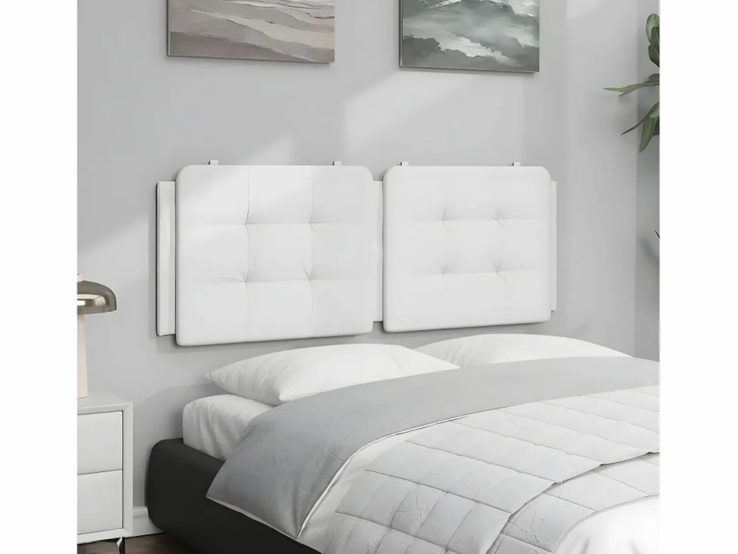 Clicnbuy Cabecero de cama acolchado cuero sintético 140 cm