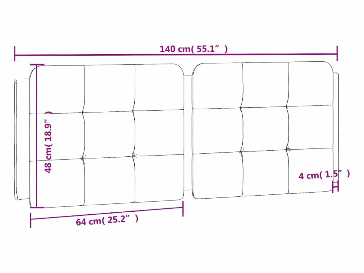 Clicnbuy Cabecero de cama acolchado cuero sintético 140 cm
