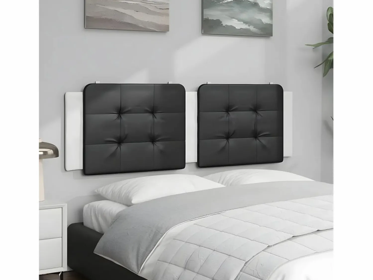 Clicnbuy Cabecero de cama acolchado cuero sintético blanco 160 cm
