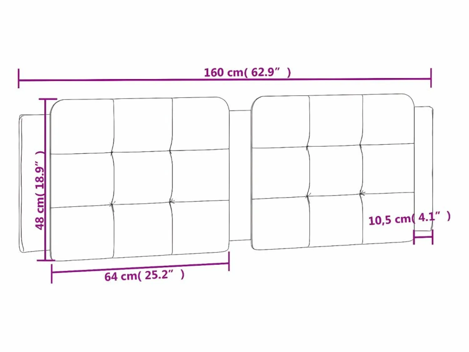 Clicnbuy Cabecero de cama acolchado cuero sintético blanco 160 cm