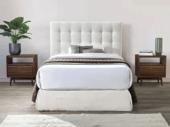 Vente-unique Cabecero de cama capitoné 180 cm en tela bouclé - FRANCESCO