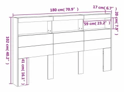 vidaxl Cabecero de cama con LED 180x17x102 cm