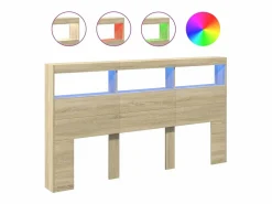 Clicnbuy Cabecero de cama con LED roble Sonoma 180x17x102 cm