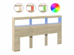 Clicnbuy Cabecero de cama con LED roble Sonoma 180x17x102 cm