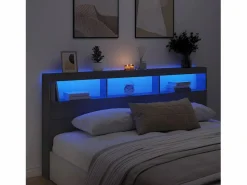 Clicnbuy Cabecero de cama con luz LED hormigón 200x17x102 cm