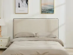 Discount Vente-unique Cabecero desenfundable 150 cm de algodón y lino en tonos beige y negro - CHESMA Negro / Beige