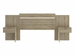Cabecero extensible con mesas de noche y 2 cajones 140/160 cm natural. PARATI Cabecero Y Puente De Cama