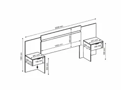 Outlet Cabecero extensible con mesas de noche y 2 cajones 140/160 cm Blanc. PARATI Cabecero Y Puente De Cama