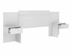 Outlet Cabecero extensible con mesas de noche y 2 cajones 140/160 cm Blanc. PARATI Cabecero Y Puente De Cama