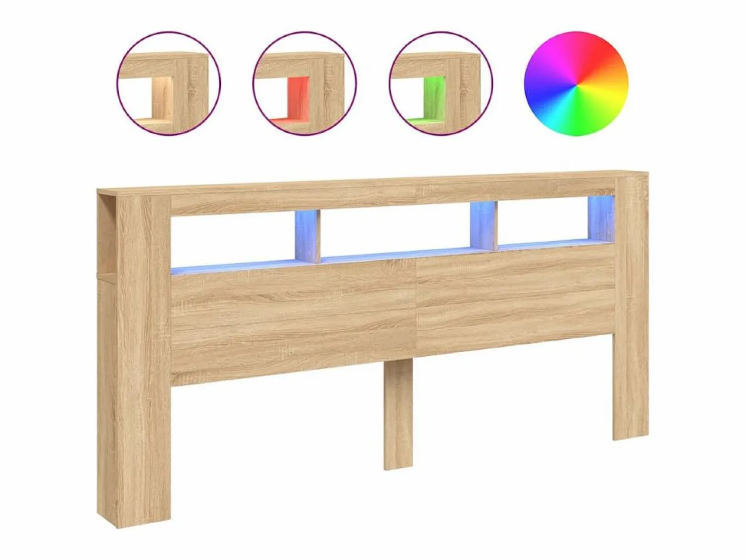 Clicnbuy Cabecero LED madera ingeniería roble Sonoma 220x18,5x103,5 cm