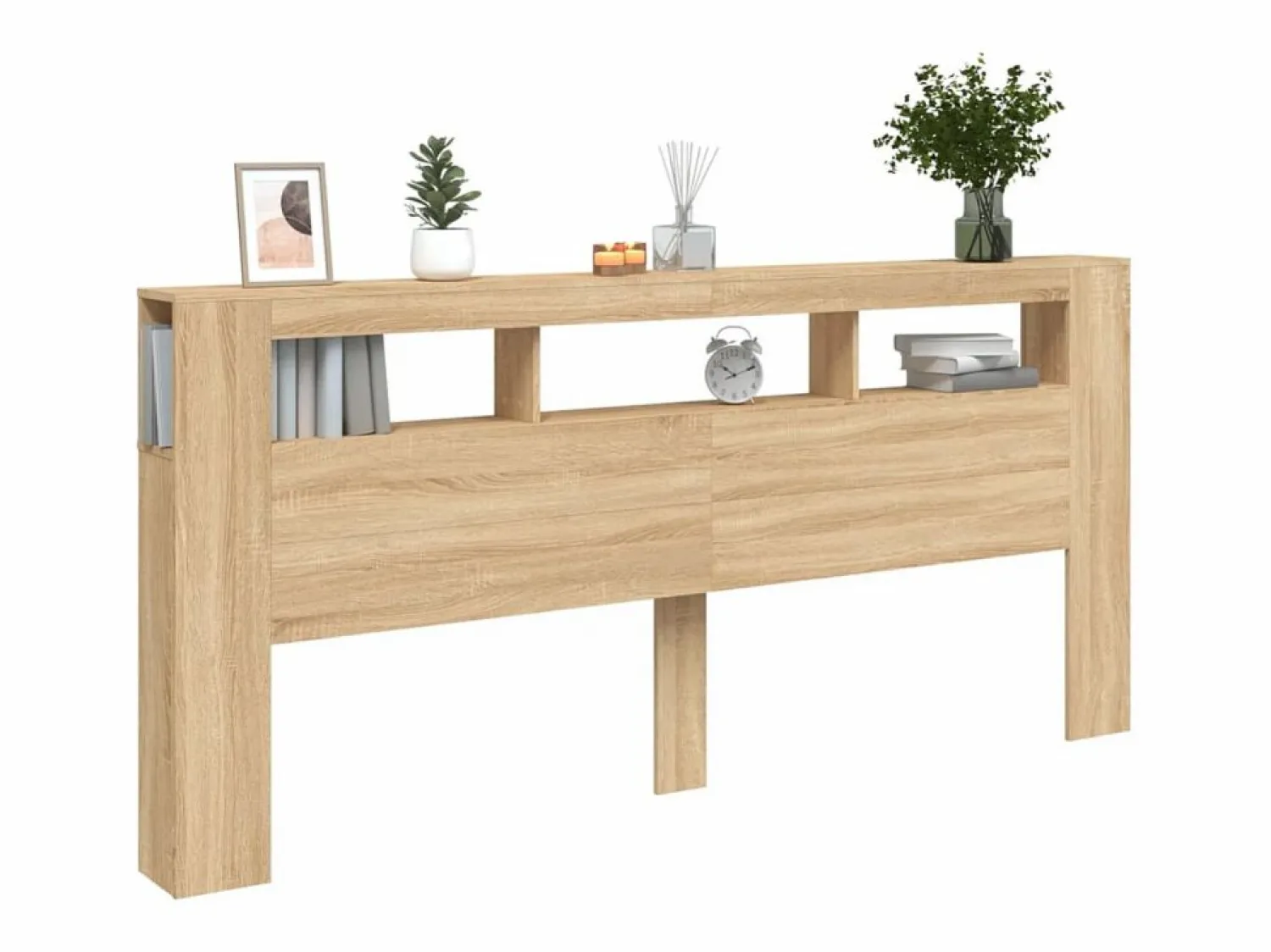 Clicnbuy Cabecero LED madera ingeniería roble Sonoma 220x18,5x103,5 cm