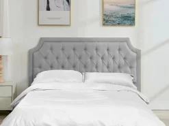 Cabecero tapizado 170 cm en tela gris - JOHENE Cabecero Y Puente De Cama