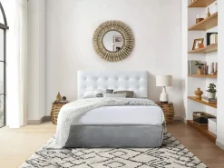 Online Vente-unique Cabecero tapizado 140 cm en ecopiel blanca - FRANCESCO Blanco