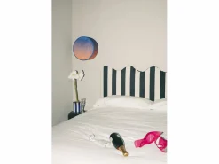 Online Cabecero tapizado forma ondulada franjas blancas y negras 160x73,5cm Cabecero Y Puente De Cama