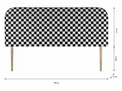 Online Cabecero tapizado terciopelo a cuadros blancos y s 160x97cm Negro