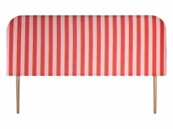 Cabecero tapizado terciopelo a rayas rojas y s 160x97cm