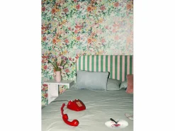Sale Cabecero tapizado terciopelo a rayas s y rosas 160x97cm Cabecero Y Puente De Cama