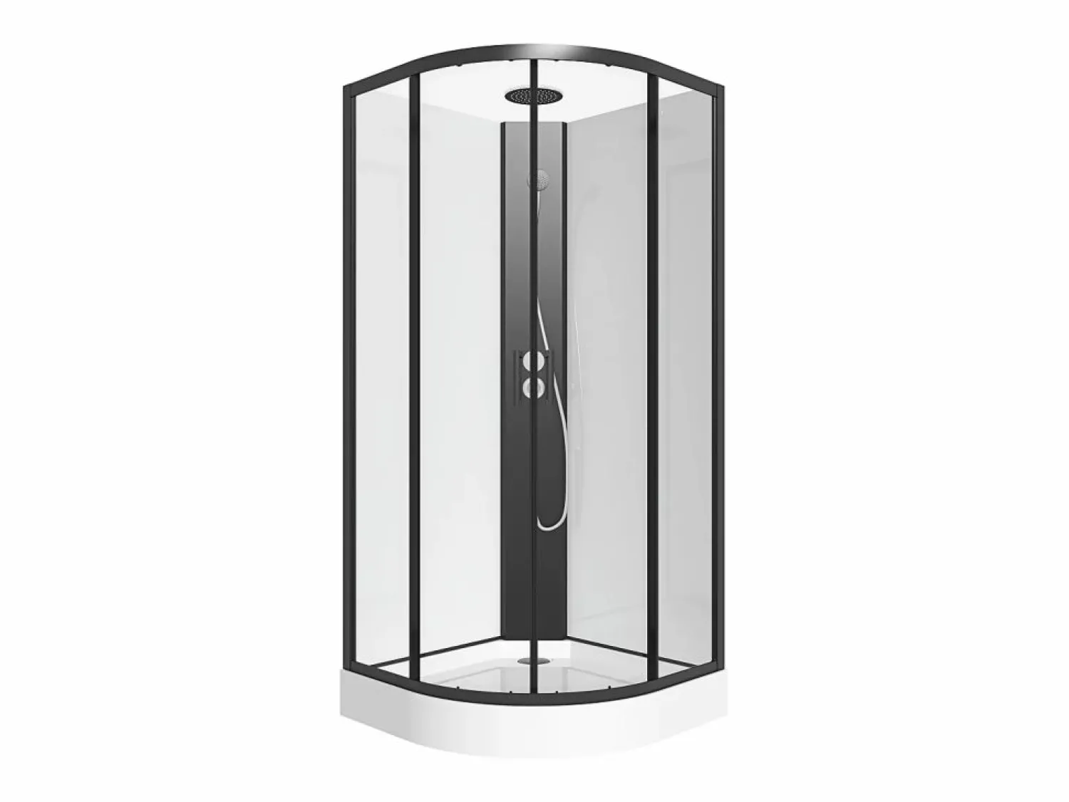 Hot Shower & Design Cabina de ducha - Altura ajustable - L90 x l90 x H200/220 cm - Negro y blanco - ROVATA Negro / Blanco