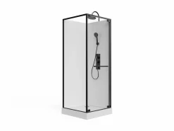 Shower & Design Cabina de ducha - Altura ajustable - Blanco y negro - L80 x l80 x Alt. 213/232 cm - BADONI