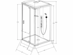Shower & Design Cabina de ducha con hidromasaje, lluvia tropical y ducha de mano PRIMEA - 90 x 90 x 215 cm
