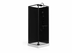 Best Shower & Design Cabina de ducha cuadrada - Altura ajustable - - L80 x l80 x Alt. 213/232 cm - BADONI Negro