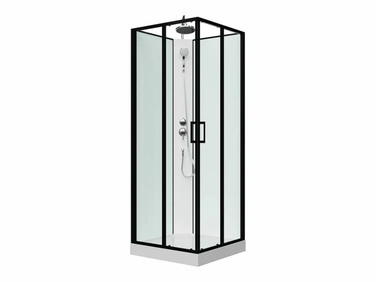 Shower & Design Cabina de ducha cuadrada - Negro y blanco - L80 x L80 x Alt. 225 cm - SAMABI