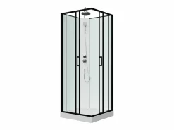 Shower & Design Cabina de ducha cuadrada - Negro y blanco - L80 x L80 x Alt. 225 cm - SAMABI