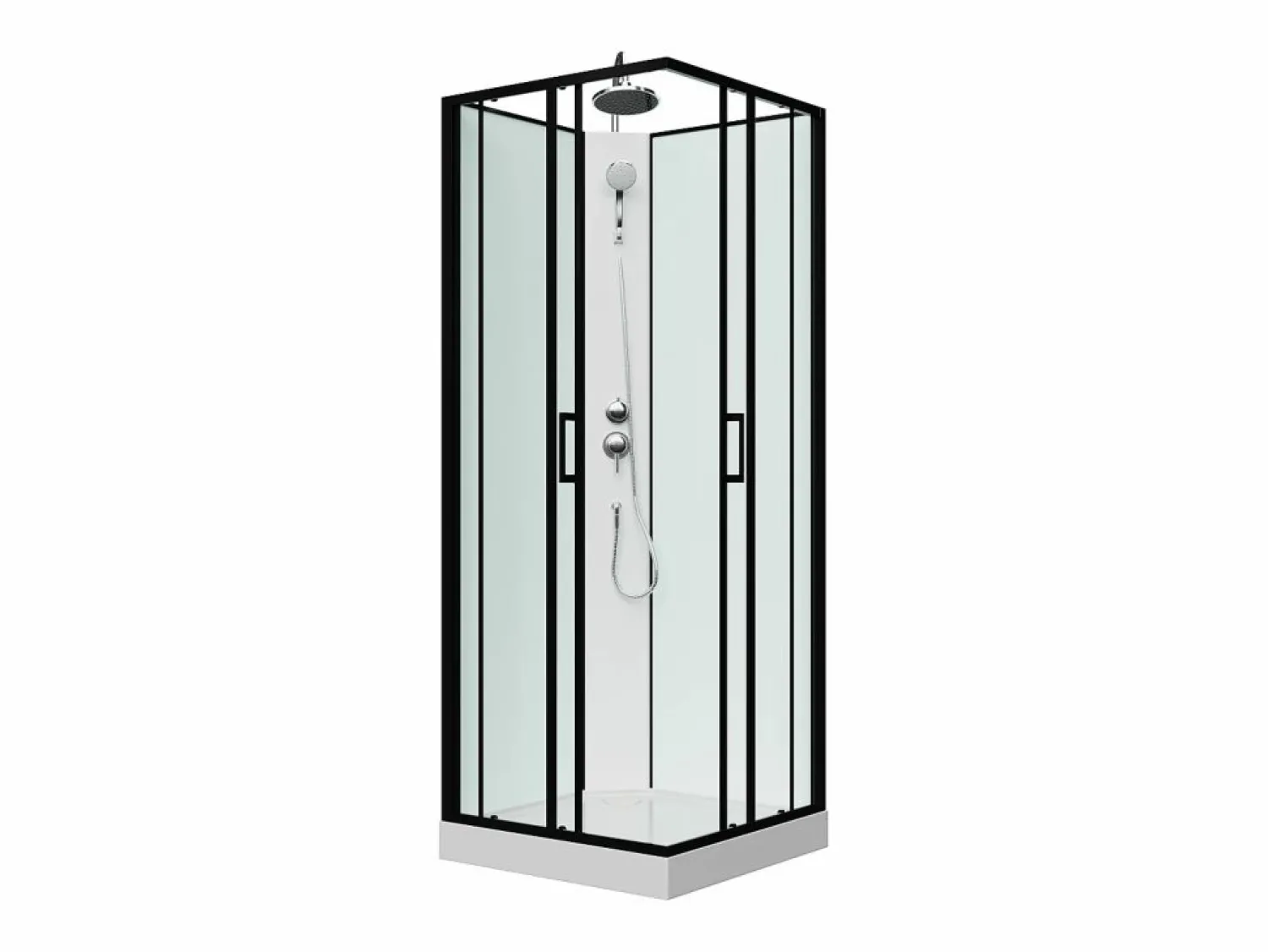 Shower & Design Cabina de ducha cuadrada - Negro y blanco - L80 x L80 x Alt. 225 cm - SAMABI