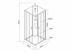 Shower & Design Cabina de ducha cuadrada - Negro y blanco - L80 x L80 x Alt. 225 cm - SAMABI