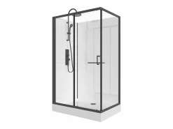 Shower & Design Cabina de ducha de esquina reversible, negro y blanco, Ancho 110 x 80 x Alt. 225 cm, ZODANI